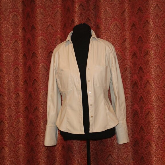 ZARA FAUX LEATHER SHIRT SHACKET NWT Tailored with Button Front-Lrg - Picture 6 of 11